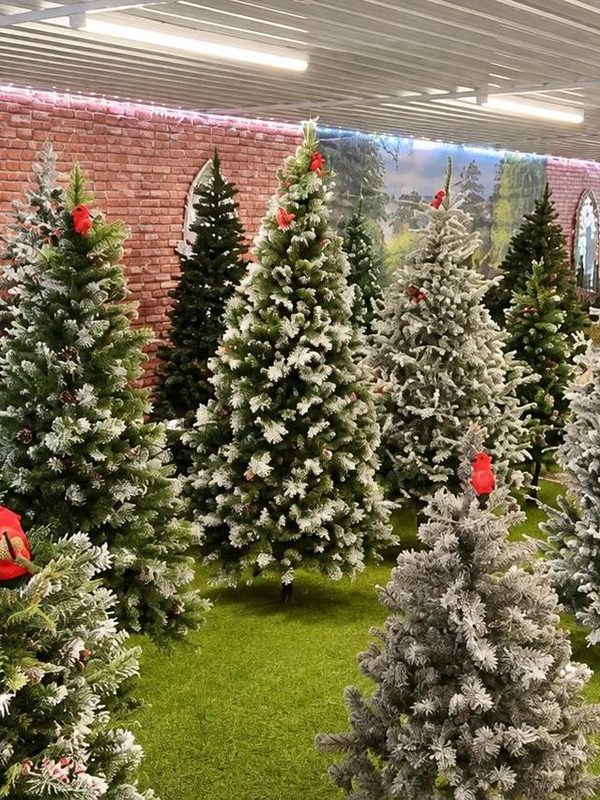 The Christmas Outlet at Hunters Chase, rows of artificial trees