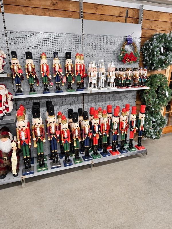 Shelves of nutcrackers in store