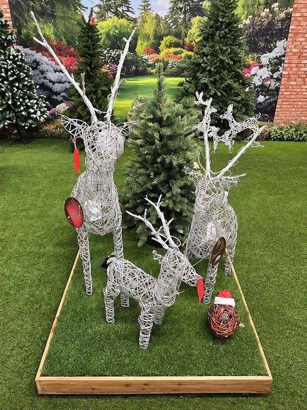 Silver light-up reindeer display